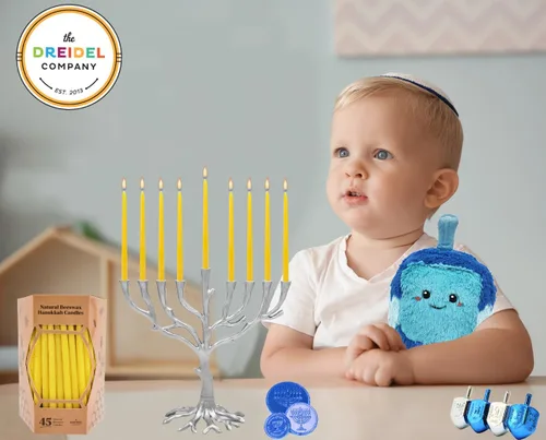Miniatura 2 de Velas de cera de abeja natural de Hanukkah, menorá de Janucá hecha a mano, 45 velas amarillas para las 8 noches, se adapta a la mayoría de menoráhs