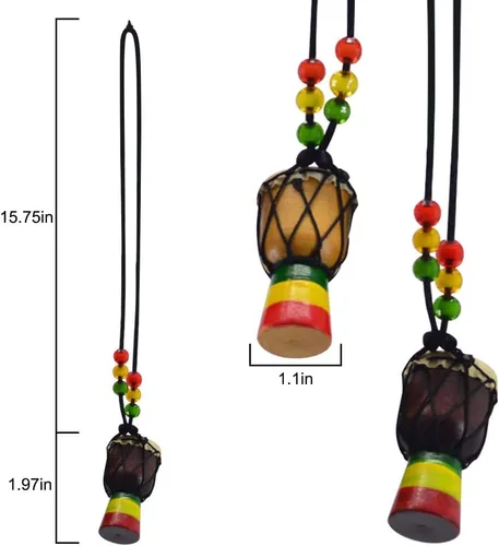 Miniatura 2 de 10 collares de instrumentos de madera clásicos de tambor Djembe mini colgante africano tambor bongos percusión joyería collar tambores para adultos