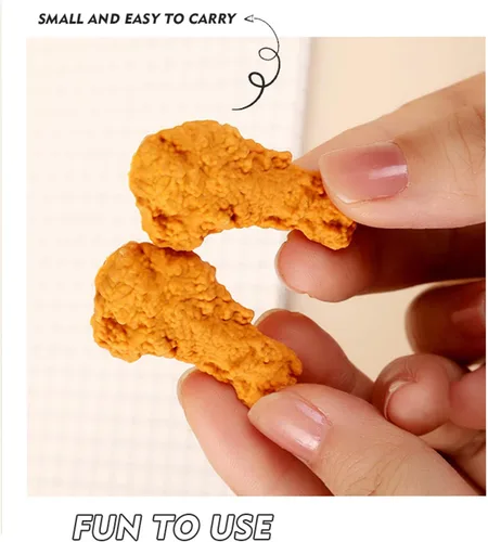 Miniatura 4 de Gomas de borrar de comida, paquete de 27 unidades, gomas de borrar de pollo frito, mascotas de escritorio para niños, lindos y divertidos
