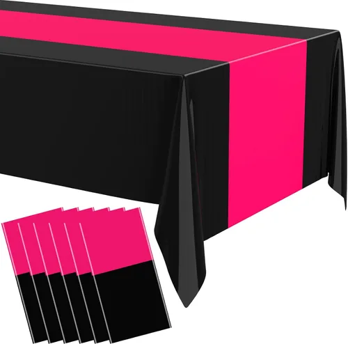 Miniatura 14 de Oudain 3 piezas de manteles de plástico desechables de 54 x 108 pulgadas para mesas rectangulares, manteles impermeables para Halloween, baby Negro