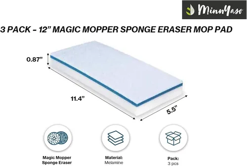 Miniatura 2 de Magic Mopper - Almohadilla de esponja para mopa Compatible con Swiffer Wet Jet y mopas húmedas de 12 pulgadas Almohadilla de esponja mágica