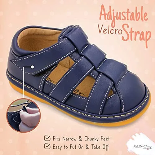 Miniatura 4 de Zapatos con para bebé de Little Mae's Boutique, color marrón, negro o azul marino, sandalias cerradas, zapatos ideales para caminar para bebés
