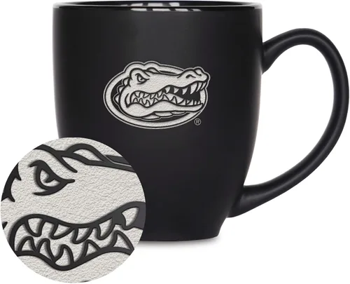 Miniatura 92 de Rico Industries - Taza de cerámica mate negra con grabado láser estándar de 15oz para NCAA (escuelas T & U) - Para bebidas calientes o frías