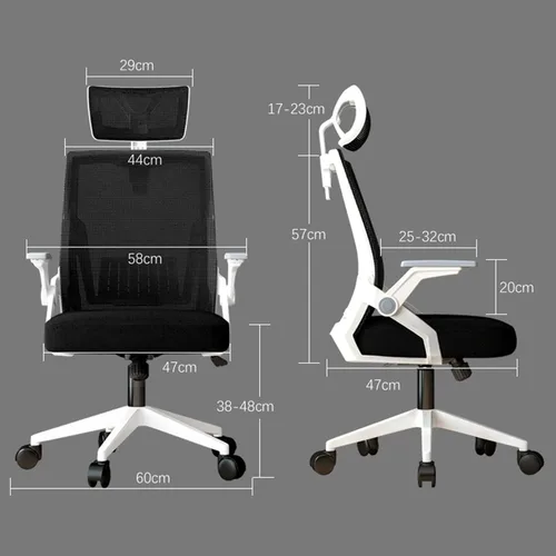 Miniatura 2 de Silla de oficina ergonómica de malla, silla de escritorio ejecutiva de computadora con respaldo alto con reposacabezas y reposabrazos abatibles