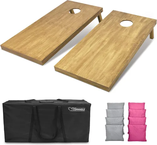 Miniatura 30 de GoSports 4 ft x 2 ft Regulation Size Wooden Cornhole Boards Set with Light Brown Finish - Includes Carrying Case and Bean Bags Negro- gris