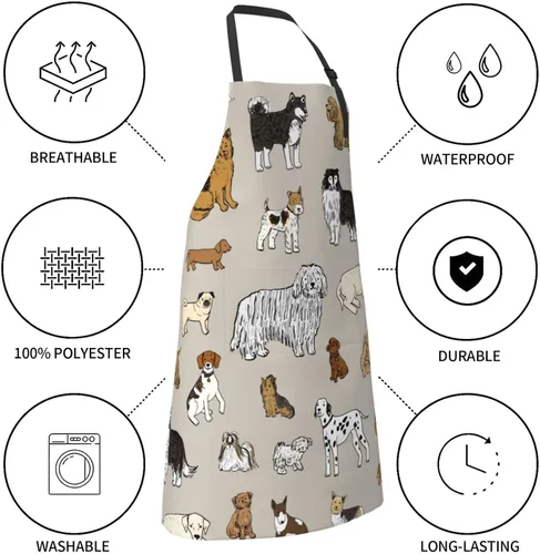 Miniatura 5 de Perinsto Delantal Impermeable para Mascotas Perros Gatos Animales Lindos con Babero para Aseo Cocina Horneado Pintura Jardinería