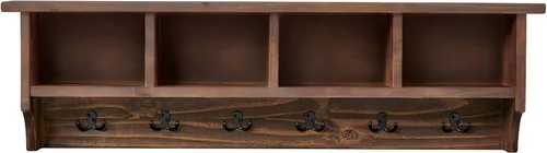 Miniatura 7 de Alaterre Furniture Perchero Industrial Pomona de 48 Pulgadas Montado en Pared con 6 Ganchos Resistentes y 4 Compartimentos Abiertos, Organizador