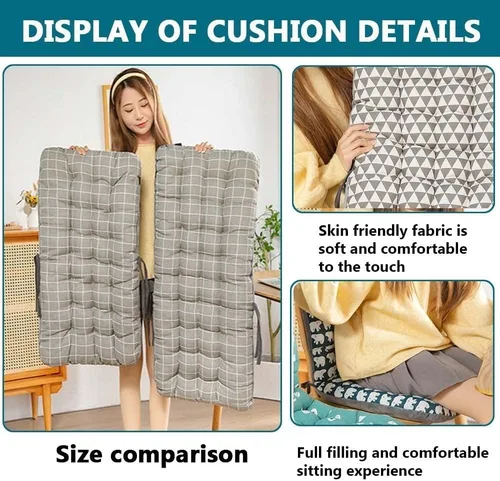 Juego de 2 almohadillas para silla de respaldo alto, 4 unidades, para silla de oficina, para interiores y exteriores, con lazos gruesos, de una sola