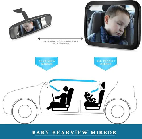 Miniatura 4 de Espejo de auto para bebé, espejo de asiento de auto DARVIQS, monitorea de manera segura a un niño pequeño en el asiento trasero del carro, acrílico