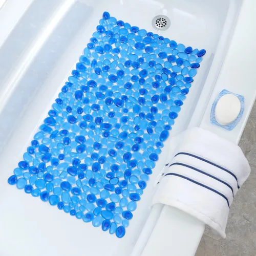 Miniatura 11 de SlipX Solutions Alfombra de baño antideslizante con diseño de guijarros para ducha y bañera, 38 x 17 pulgadas, aspecto de River Rock, acupresión