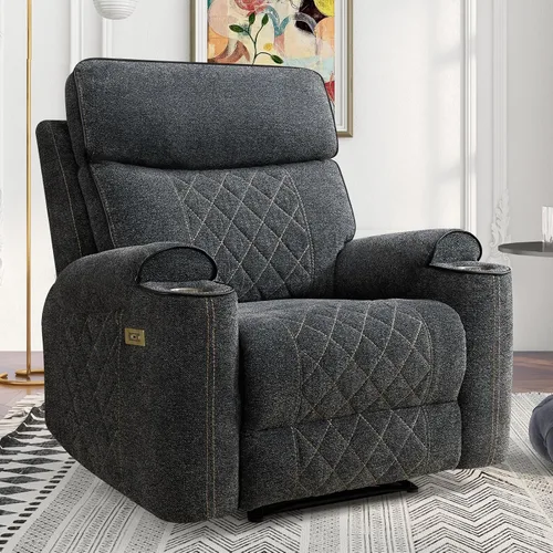 HAOMARKETS Silla reclinable eléctrica, sillón reclinable eléctrico de tela suave con portavasos de metal, sillas reclinables de alta resistencia
