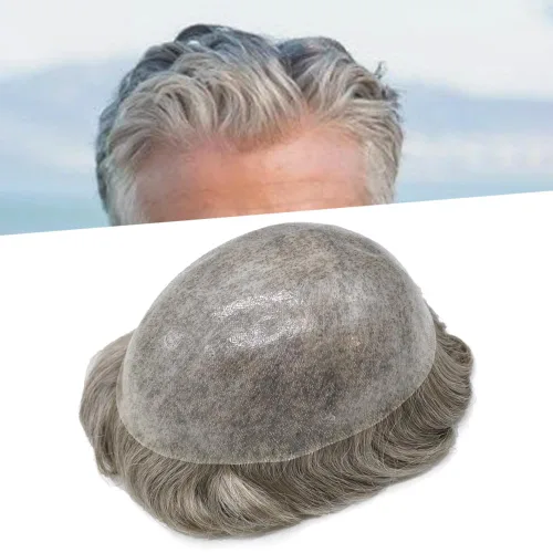 Miniatura 8 de Hair Nature - Tupé para hombres, sistema de repuesto de piezas de cabello humano, unidades de pelo negro con bucle en V de piel fina, 100% cabello