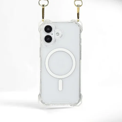 Miniatura 20 de Funda Magnética Cruzada para iPhone 17 Pro, Naranja, Marco Suave Magnético Transparente PC Trasero A Prueba de Golpes Funda Protectora para Teléfono