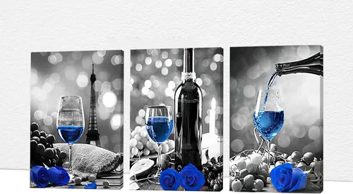 Miniatura 13 de Arte de pared de comedor y cocina, arte moderno para pared, cuadros para cocina y comedor, arte de pared de copas de vino tinto, arte de pared