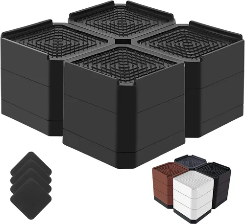 Miniatura 16 de Elevadores de cama resistentes, bloques elevadores de muebles ajustables de 1.5, 3, 4.3 pulgadas para patas de sofá, mesa, escritorio, refrigerador