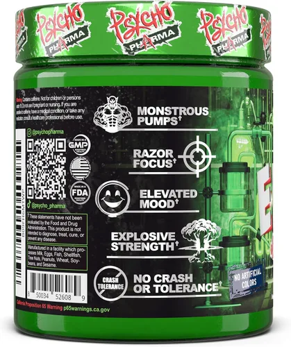 Miniatura 9 de Psycho Pharma - Polvo de preentrenamiento más potente y altamente estimulante - Límite de la locura - El suplemento de preentrenamiento más intenso