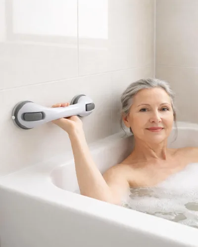 Miniatura 7 de Paquete de 2 barras de agarre para bañeras y duchas, asas de ducha para personas mayores, barra de seguridad de 500 libras, paredes para Gris - 2PK