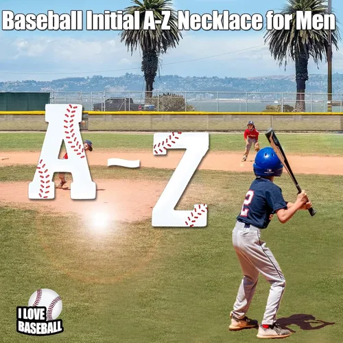 Miniatura 2 de Initial Necklace for Men Stainless Steel A-Z Letter Necklace Cuban Link Chain 18+2 Inch Personalized Baseball Football Soccer Basketball