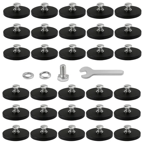 Miniatura 16 de DIYMAG 12 Imanes Recubiertos de Goma, Potencia Adhesiva de 30 LBS Base de Imán Grande de Neodimio Antiarañazos con Imán Roscado M5 con Pernos