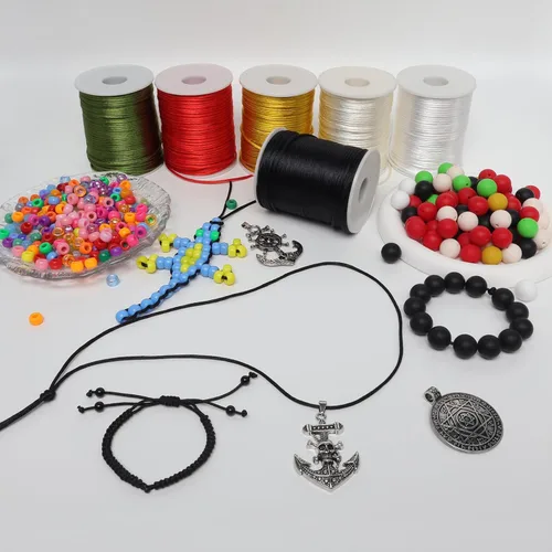 Miniatura 5 de Cordón de nailon satinado de 2 mm x 100,58 m, hilo de nailon sedoso y suave para joyería, pulseras, collares, cuentas, hilo para macramé, cola
