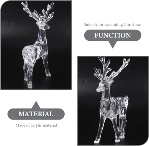 Miniatura 5 de ARTIBETTER 2 piezas de decoración de cristal de alce de Navidad, adornos de mesa transparentes, figuras de reno, adornos de reno, decoración de alce