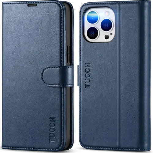 Funda TUCCH para iPhone 14 Pro Max, tipo cartera, [Capa interior a prueba de golpes de TPU], cuero PU [con bloqueo RFID] con soporte magnético para