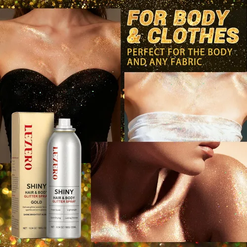 Miniatura 6 de Spray de purpurina para el cabello y el cuerpo para mujer, maquillaje dorado brillante, gran capacidad para conciertos, bodas, festivales, rave, 6.8