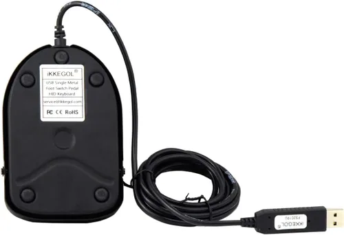 Miniatura 7 de iKKEGOL Interruptor de pedal USB para juegos, metal negro único HID acción programable digital control de mano teclado mouse con alfombrilla de goma