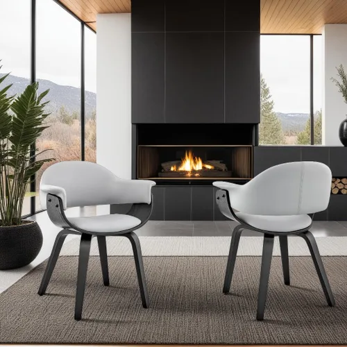 Miniatura 12 de Armen Living Adalyn - Silla de comedor de piel sintética y madera, gris/negro, 19 pulgadas de profundidad x 25 pulgadas de ancho x 30 pulgadas