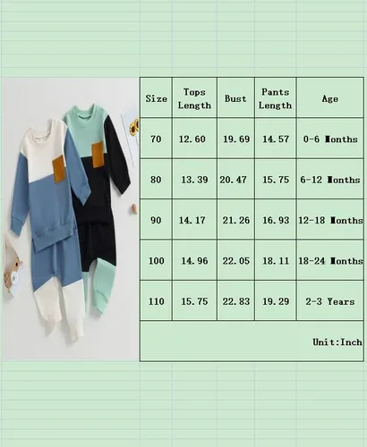 Miniatura 7 de Conjunto de camiseta de manga larga con cuello redondo a rayas y pantalones sólidos con cordón ajustable