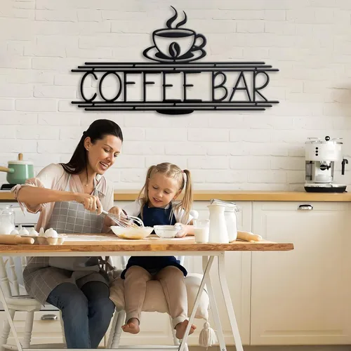Miniatura 5 de Letrero de metal para barra de café, 14.96 x 8 pulgadas, letrero de café para pared, letrero de barra de café para estación de café, cocina