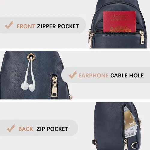 Miniatura 3 de BOSTANTEN Bolso bandolera pequeño para mujer, bolso cruzado de cuero, riñonera, bolsa de pecho para viajes