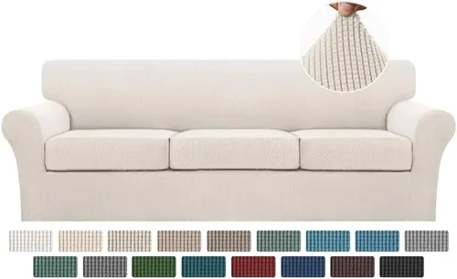 Miniatura 126 de Turquoize 2 fundas para sillas de sala de estar, funda de sofá con fundas de cojín individuales, funda de muebles para sillas (silla, beige biscotti)