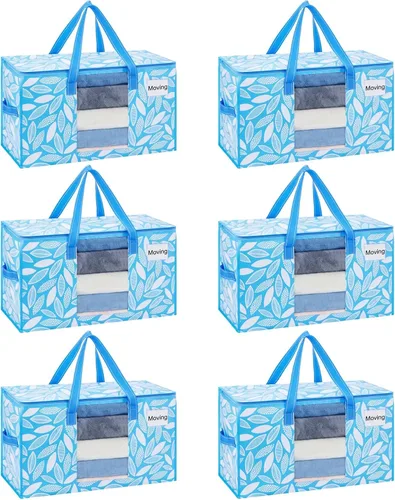 Miniatura 23 de VENO Paquete de 4 bolsas de mudanza resistentes, bolsas de almacenamiento de ropa y edredón con ventana transparente, suministros de embalaje