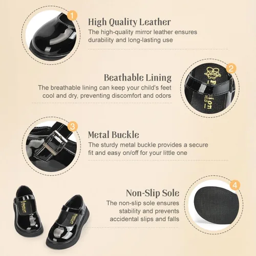 Miniatura 2 de KIDSUN Zapatos de vestir para niño y niña, cómodos zapatos Oxford con cordones para uniforme escolar, mocasines planos (bebé/niño pequeño) E-negro