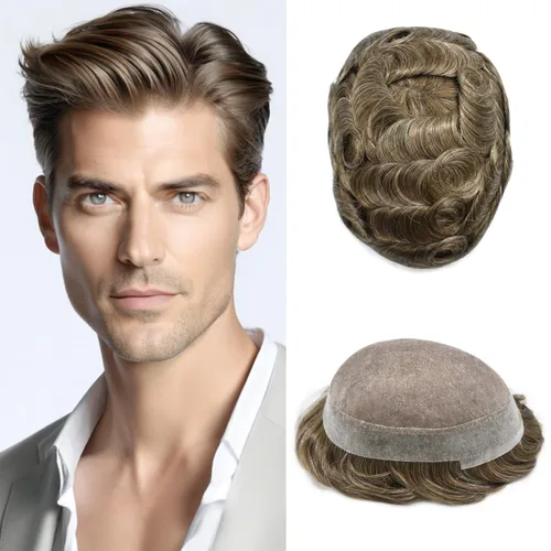 Miniatura 83 de Tupé para hombres, piezas de cabello humano real, sistema de unidades de cabello natural, línea capilar natural, pieza de repuesto para hombres