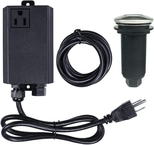 Kit de interruptor de aire para eliminación de basura, desagüe de fregadero, eliminación de basura larga de acero inoxidable, botón de Acero
