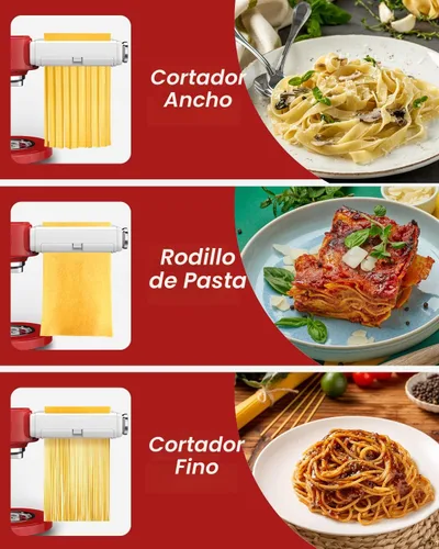 Miniatura 3 de Accesorio para máquina de pasta para todos los mezcladores Kitchenaid, accesorios para mezclador de fideos Kitchen Aid 3 en 1 incluyendo rodillo