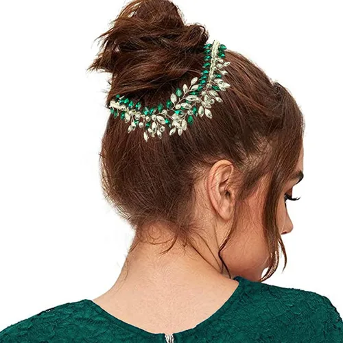 Miniatura 7 de Peines de clip para el cabello de boda, 2 piezas de diamantes de imitación de color rojo, blanco y verde, accesorios para mujeres y niñas, fiesta