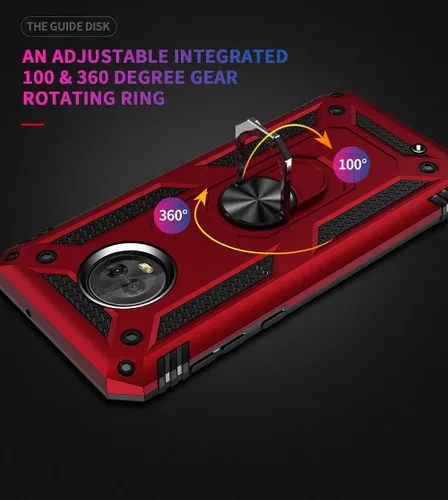Miniatura 5 de Carcasa de grado militar para Motorola Moto G6, anillo giratorio de metal 360, soporte magnético para montaje en automóvil, protección resistente a