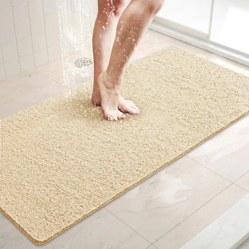 Miniatura 45 de LuxStep - Tapete de ducha, de 24 x 36 pulgadas, tapete de baño antideslizante con drenaje, tapete de baño de cloruro de polivinilo, de secado Gris