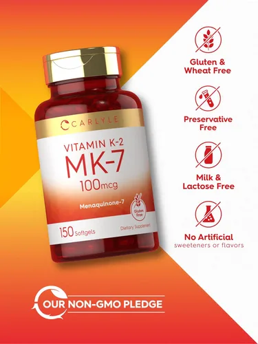 Miniatura 5 de Carlyle Vitamina K2 MK7 100 mcg 150 cápsulas blandas Bioactive Trans-Form MK7 Suplemento sin OMG y sin gluten