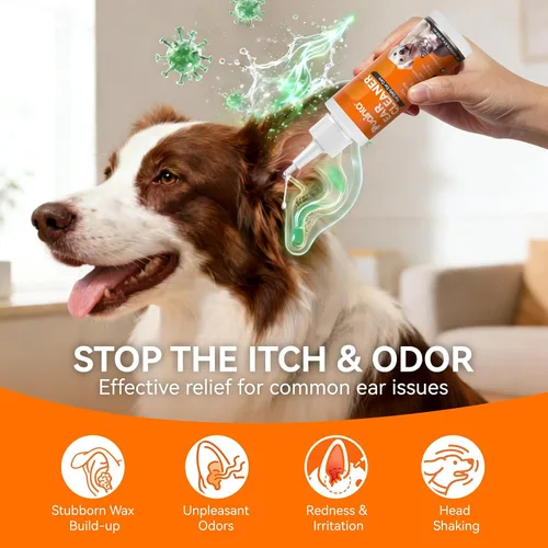 Miniatura 3 de PUAINTA Solución limpiadora de oídos para perros, lavado de oídos sin alcohol con plata cuántica y hamamelis, alivia la picazón, elimina la cera