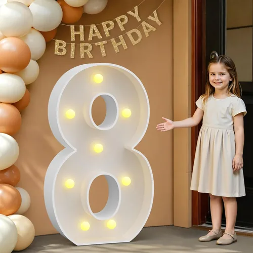 Miniatura 16 de IMPRSV Letras de mosaico iluminadas de marquesina, 4 pies para globos y fiestas, decoración de kit de arco