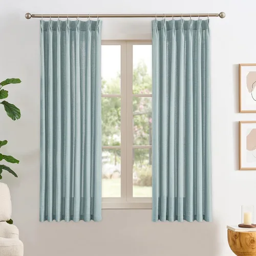 Miniatura 26 de RAIN CITY - Juego de 2 cortinas de 45 pulgadas de largo con plisado con pellizco, cortinas semitraslúcidas para dormitorio, cuarto de bebé