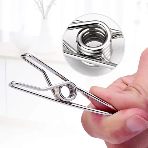 Miniatura 9 de Paquete de 50 alfileres para colgar ropa, de acero inoxidable, resistentes al aire libre, alfileres de ropa grandes, clips de metal, 2.36 pulgadas