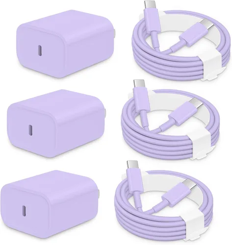 Miniatura 8 de AISNI Cargador para iPhone 17/16/15 de carga rápida, paquete de 3 bloques de carga USBC con cargador tipo C de 6 pies, cable de carga rápida