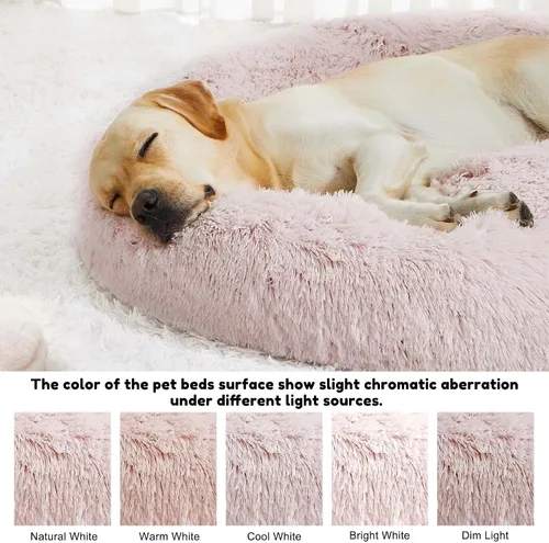 Miniatura 62 de WESTERN HOME WH Cama calmante para perros y gatos, dona acogedora anti-ansiedad, cama redonda cálida y acogedora de piel sintética, suave y azul