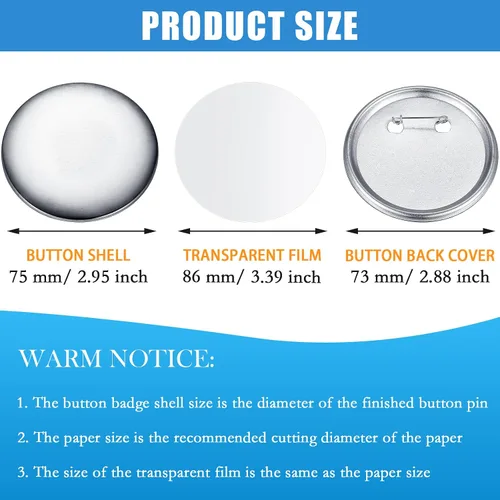 Miniatura 2 de 300 piezas de suministros para fabricación de botones en blanco, partes de insignias redondas, kit de insignias de pin metálico para máquina