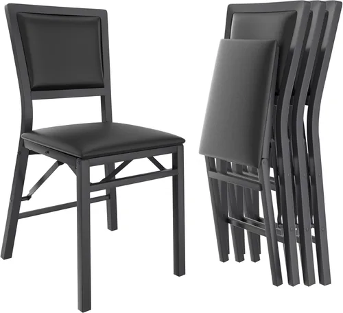 Miniatura 13 de VECELO Juego de 2 sillas plegables con cojín, asientos acolchados plegables con estructura de metal resistente para cocina/comedor/sala de estar